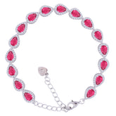 Asfour Crystal Tennis Bracelet With Turquoise Pear & Emerald Zircon In 925 Sterling Silver